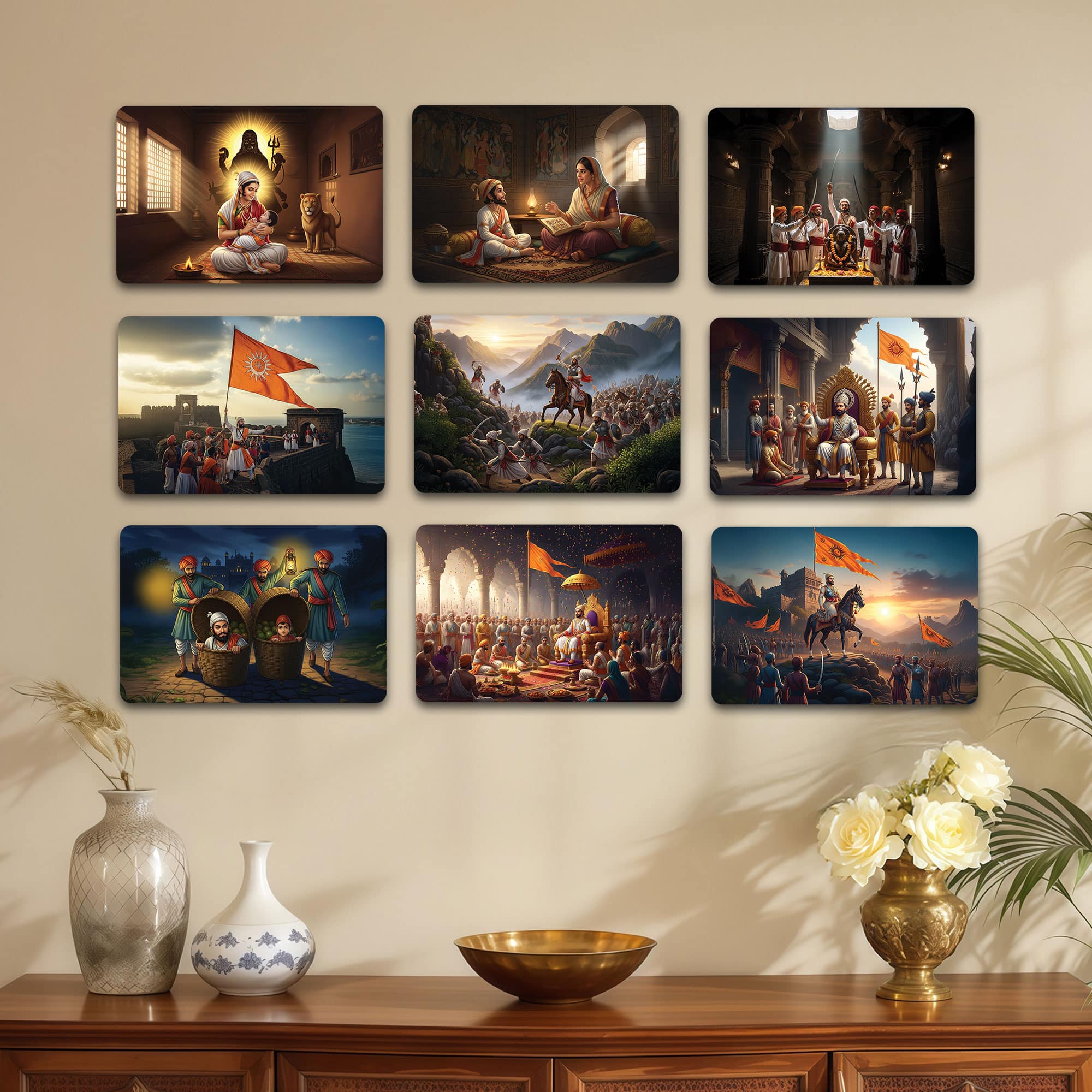 The Castle Decor Chhatrapati Shivaji Maharaj Wall Plates Set of 9 (Style 2) - The Castle Decor
