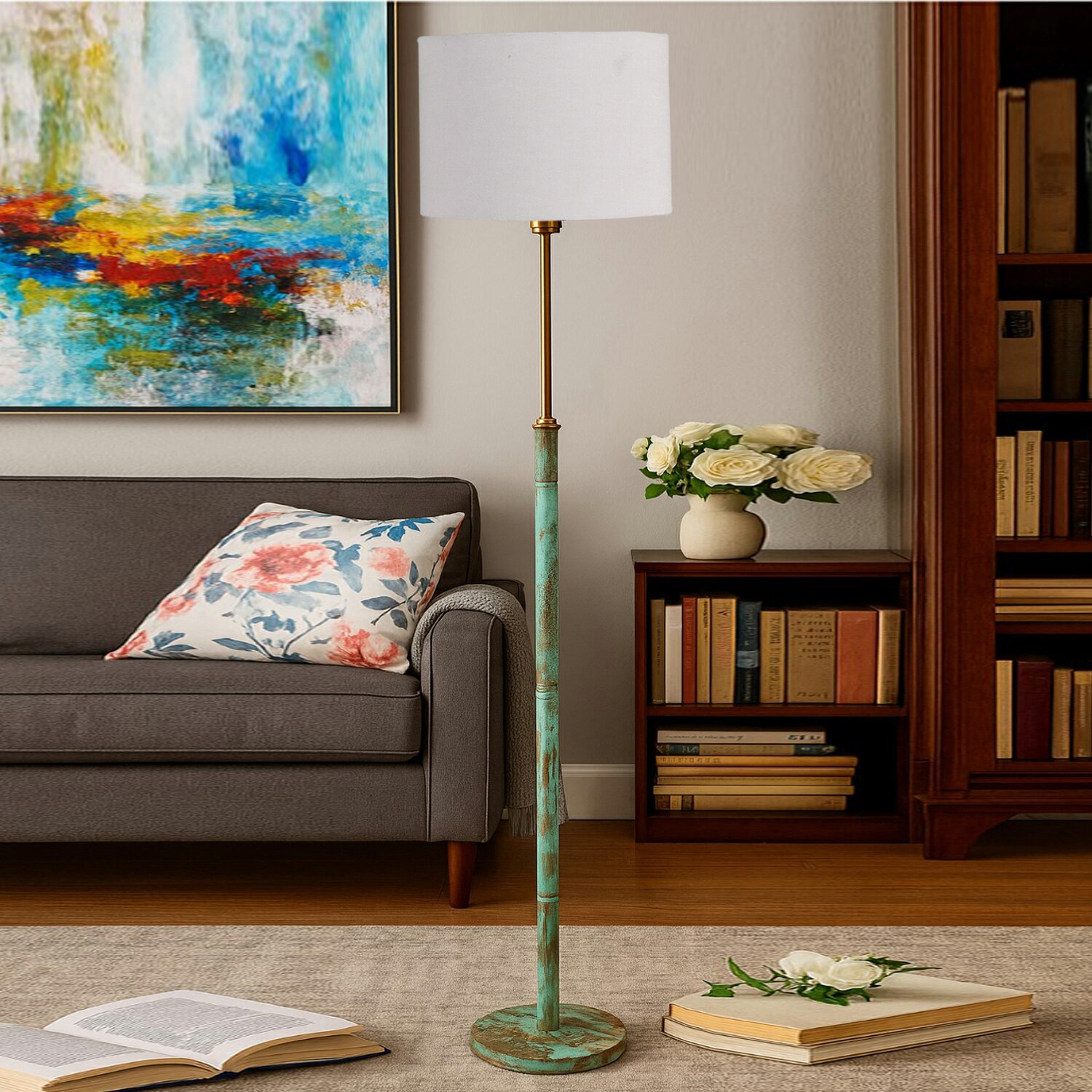 Devansh Wood & Metal Floor Lamp