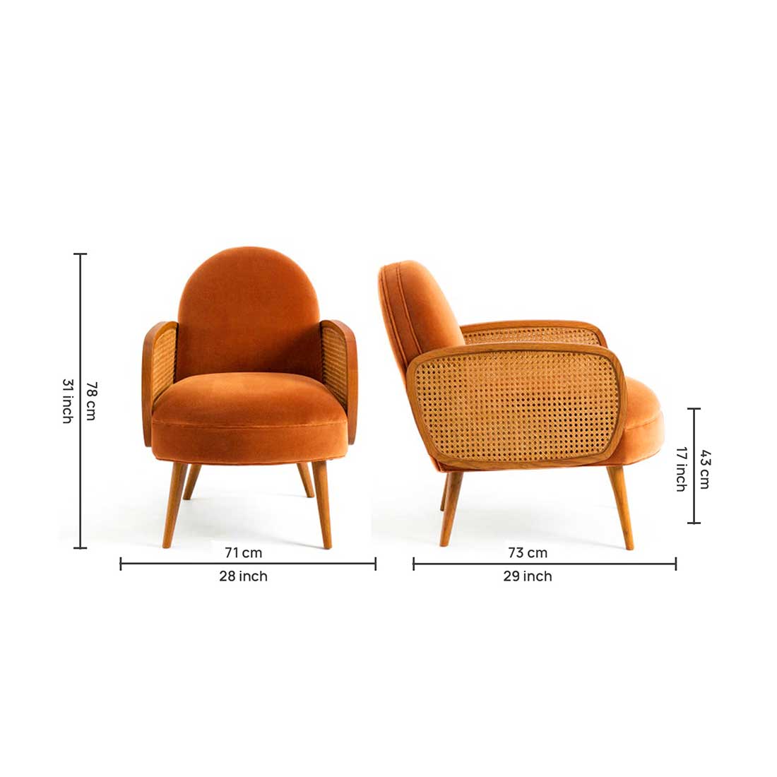 Holden Cane Accent Chair in Brown Colour