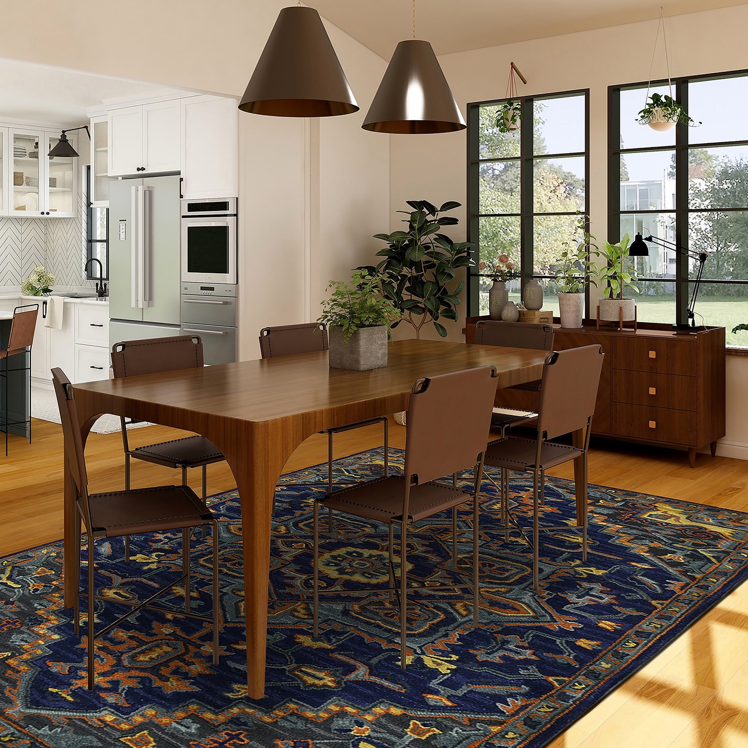 Mary Blue Violet Solid Hand-Tufted Wool 9X7 Feet Carpet