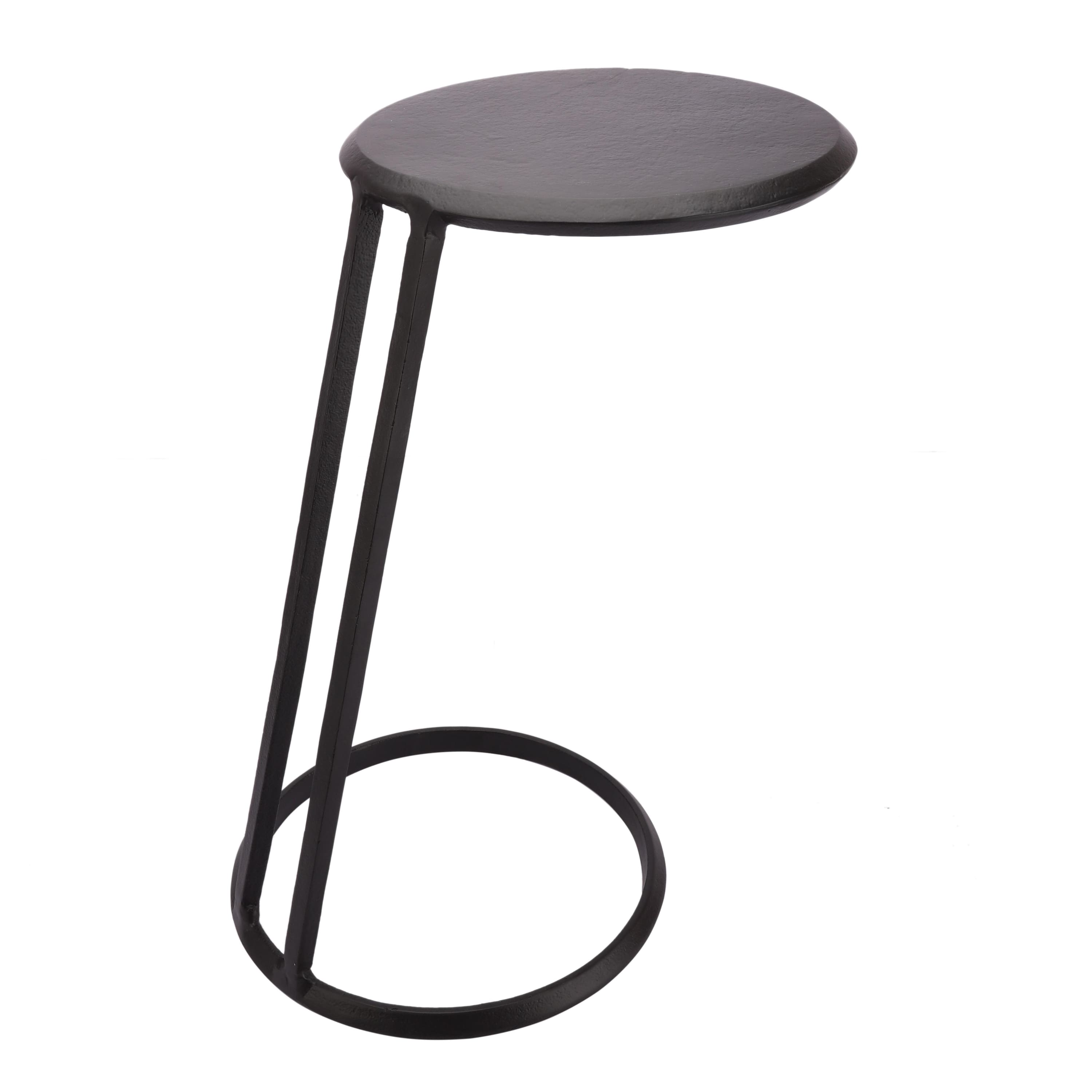 Slanted Nesting Raw Black PC Metal Side Table Large in Black Colour