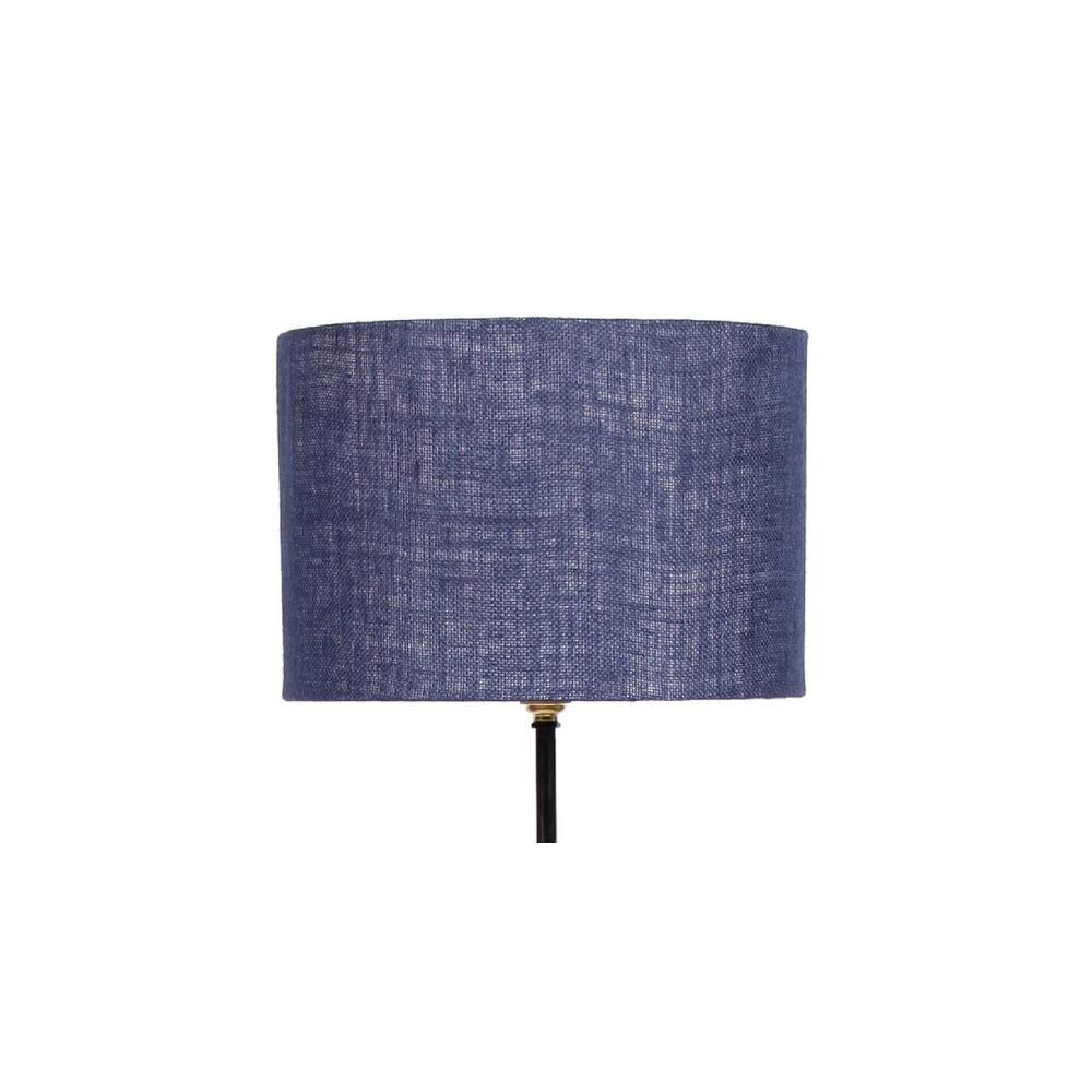 Vann Blue Natural Fiber Floor Lamp with Black Iron Base
