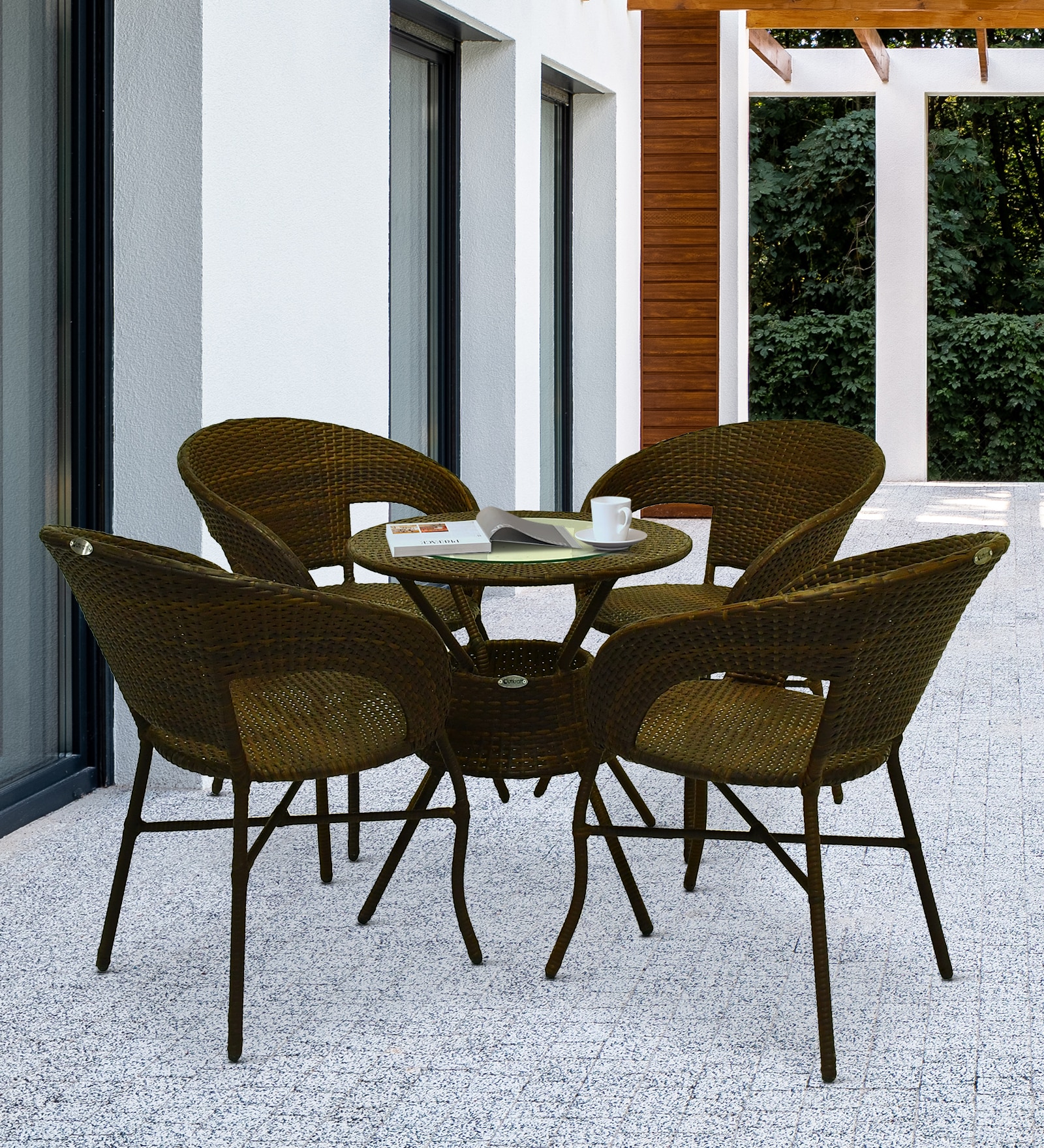 Ballarat Wicker Table And Chair Set In Brown Dual Tone Finish