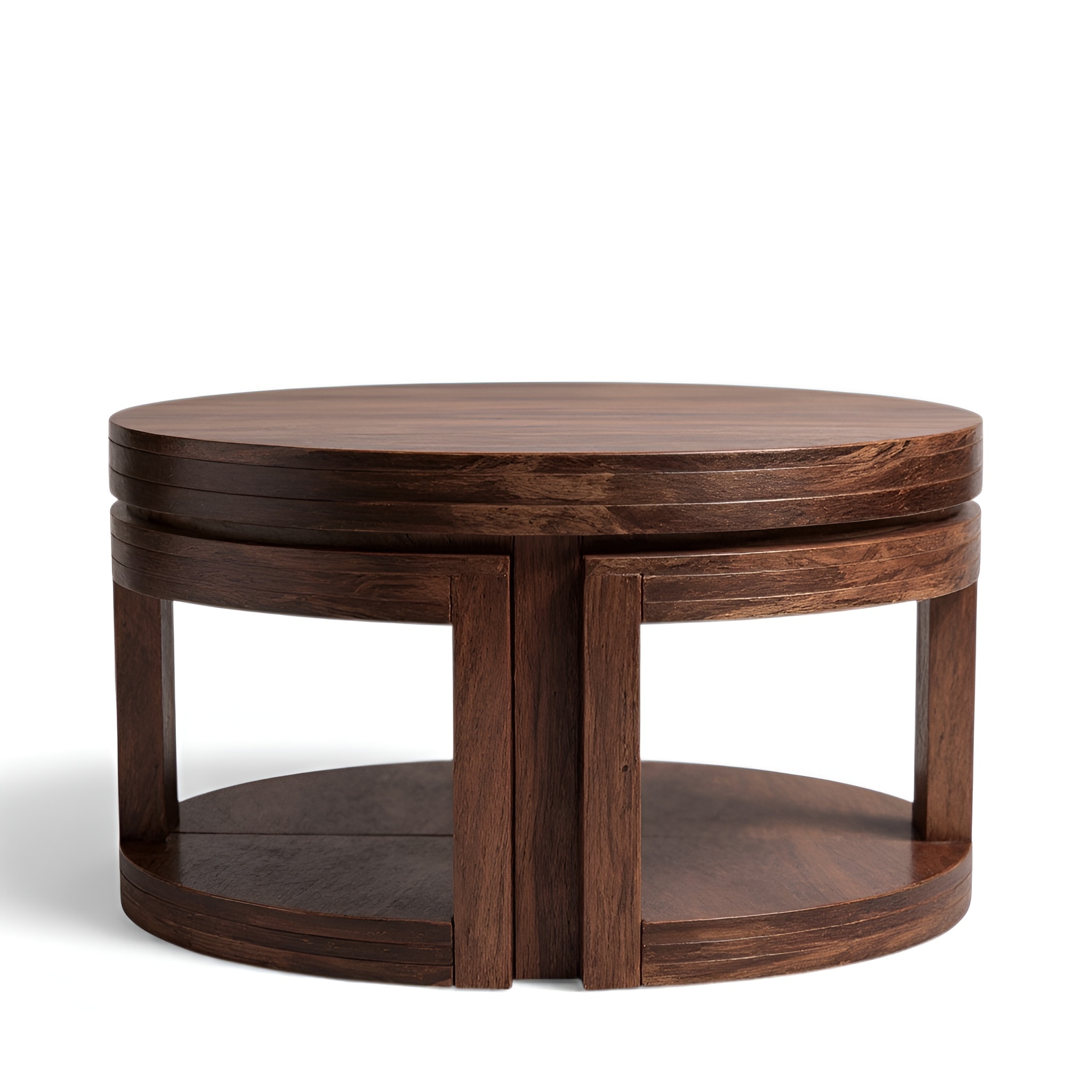 Queens Sheesham Wood Accent Coffee Table Set With 4 Stools