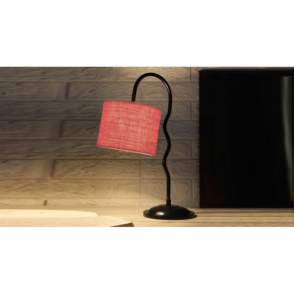 Pink Jute Zig Zag Curvy table lamp with Iron Base (SP32)