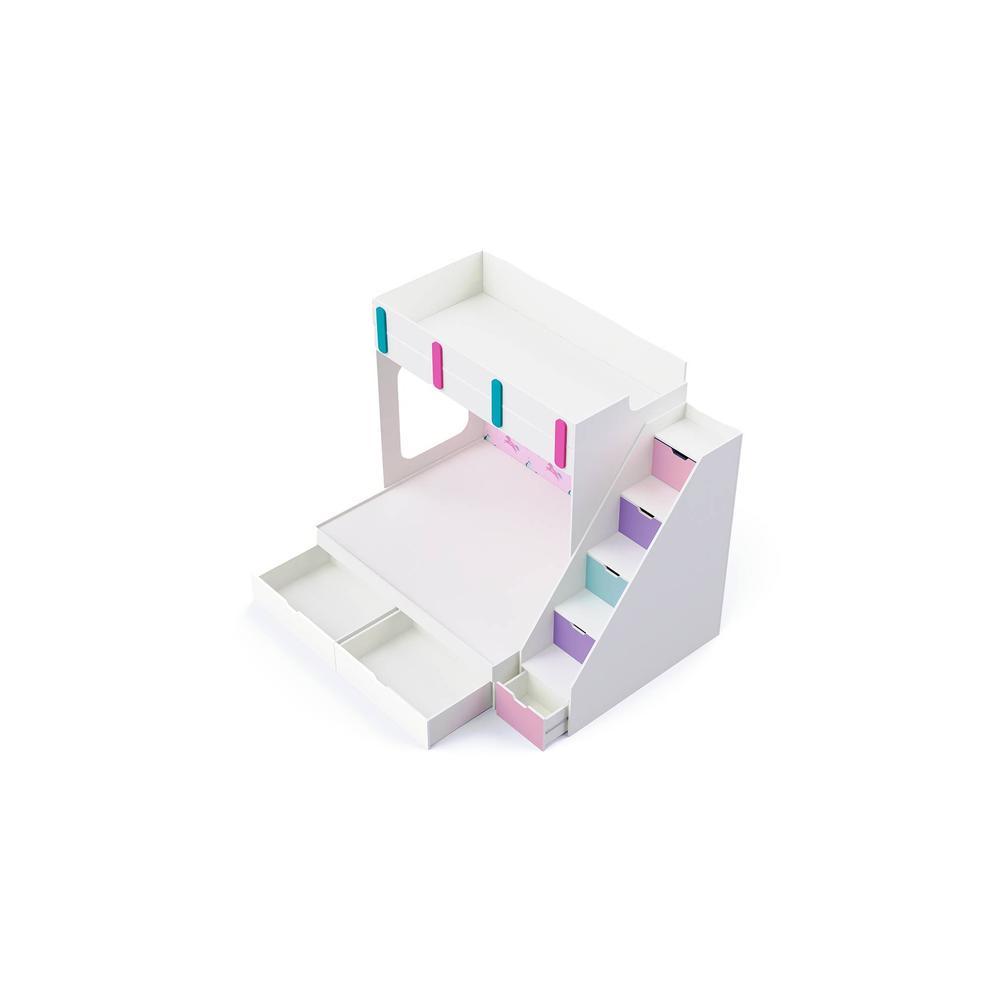Pattern Dreams Bunk Bed with Storage in White Colour BKBB017