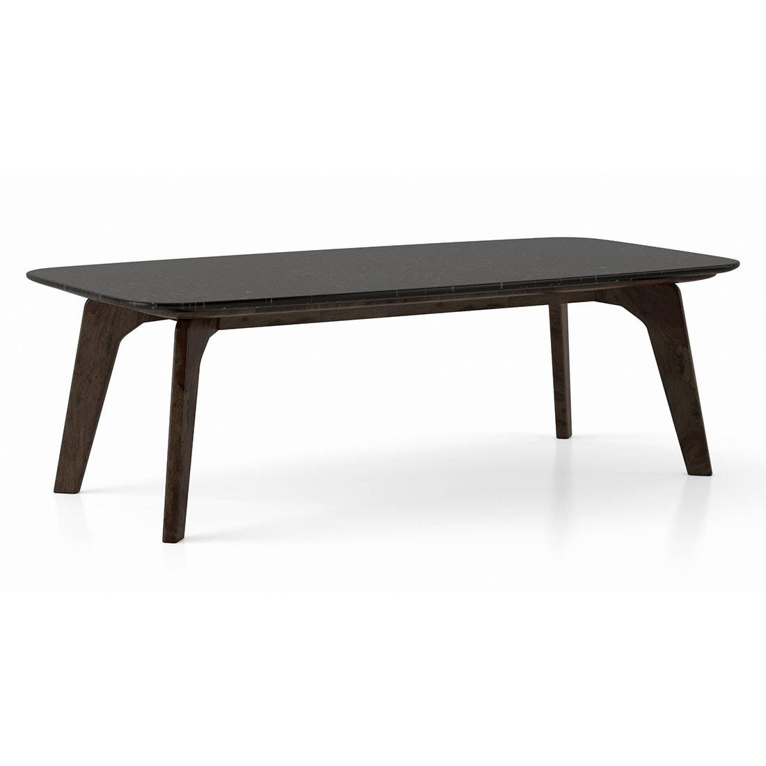 Galaxy Rectangular Stone Coffee Table In American Walnut Finish