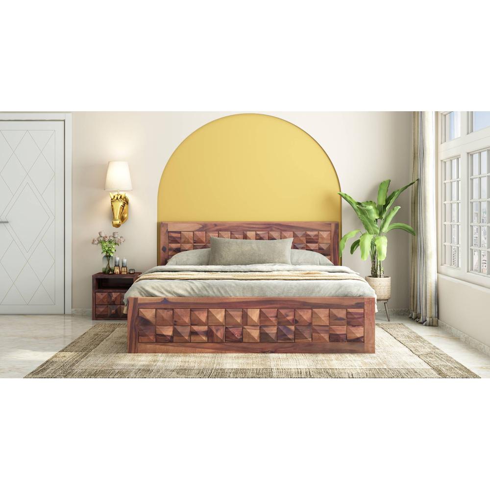 Brilliant Sheesham Wood Queen  Size Bed Non Storage Bed Provincial Teak  Finish (60 x 78 inches)