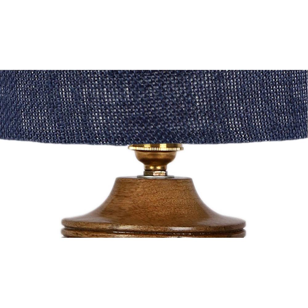 Grayson Blue Jute table lamp with Natural Wood Base