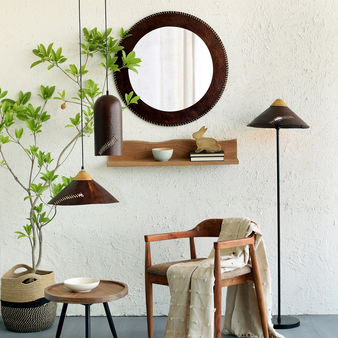 Fukan Handcrafted Conical Wall Lamp - Orange Tree