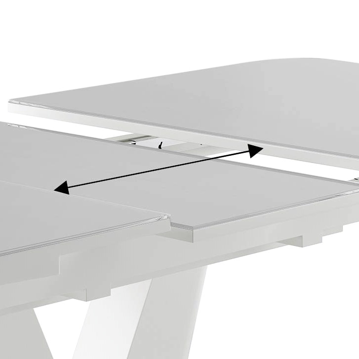 Caribu Glass 4 to 6 Seater Extendable Dining Table in White Ceramic Finish