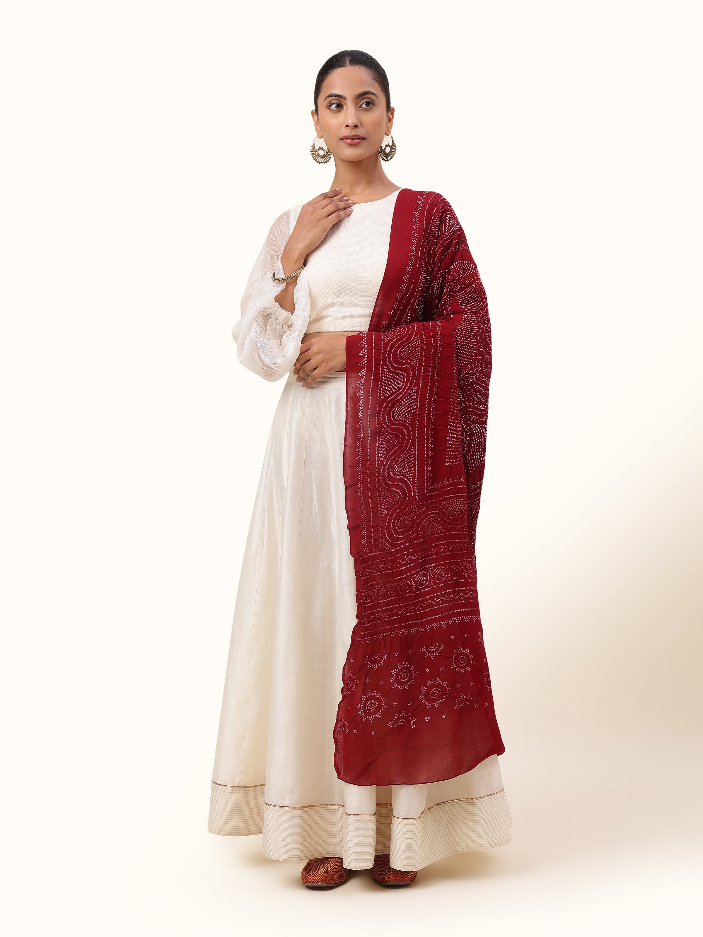 Maroon Georgette Bandhani Tie & Dye Dupatta