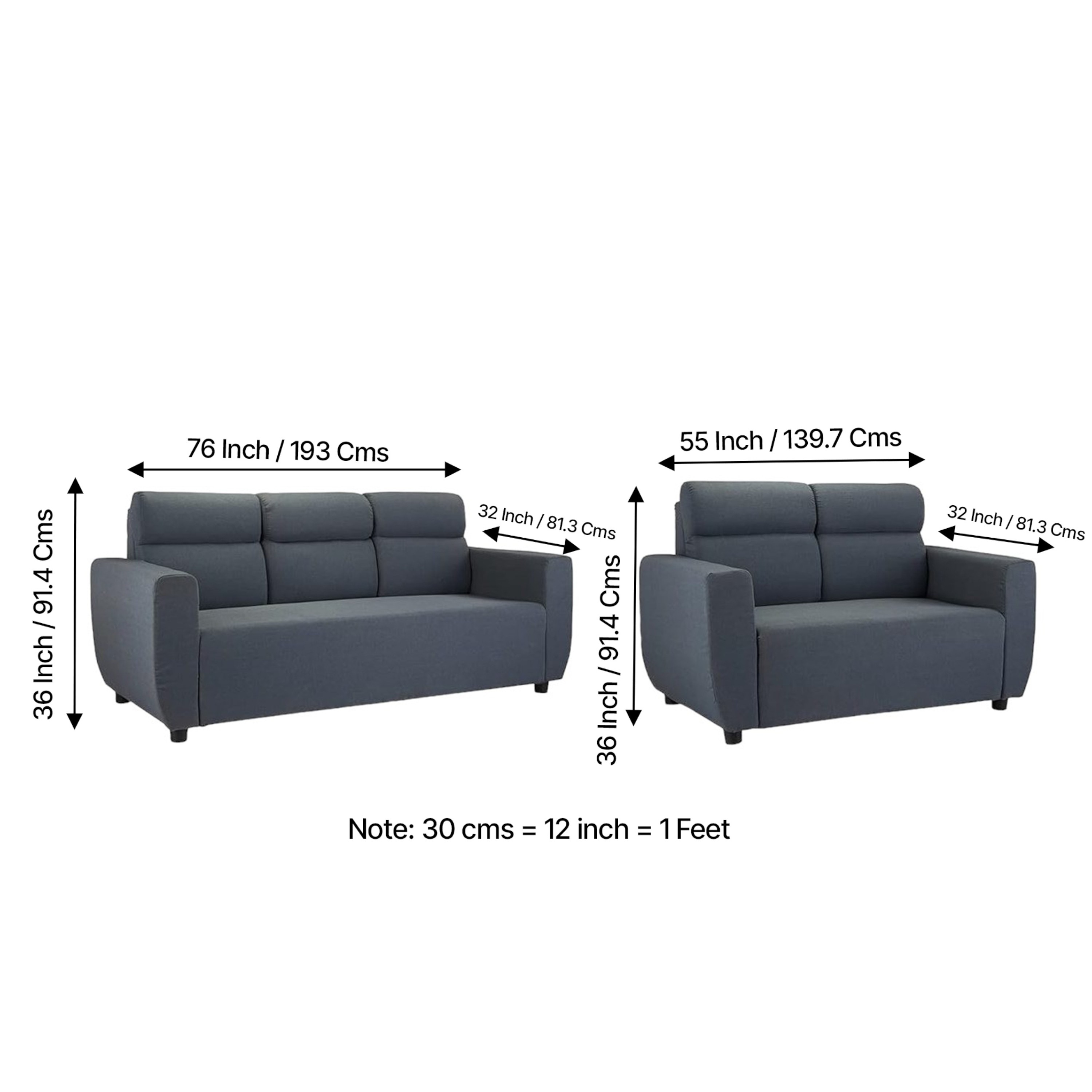 Dayton Pine Wood Contemporary 3+2 Seater Sofa (Anchor Grey Fabric)