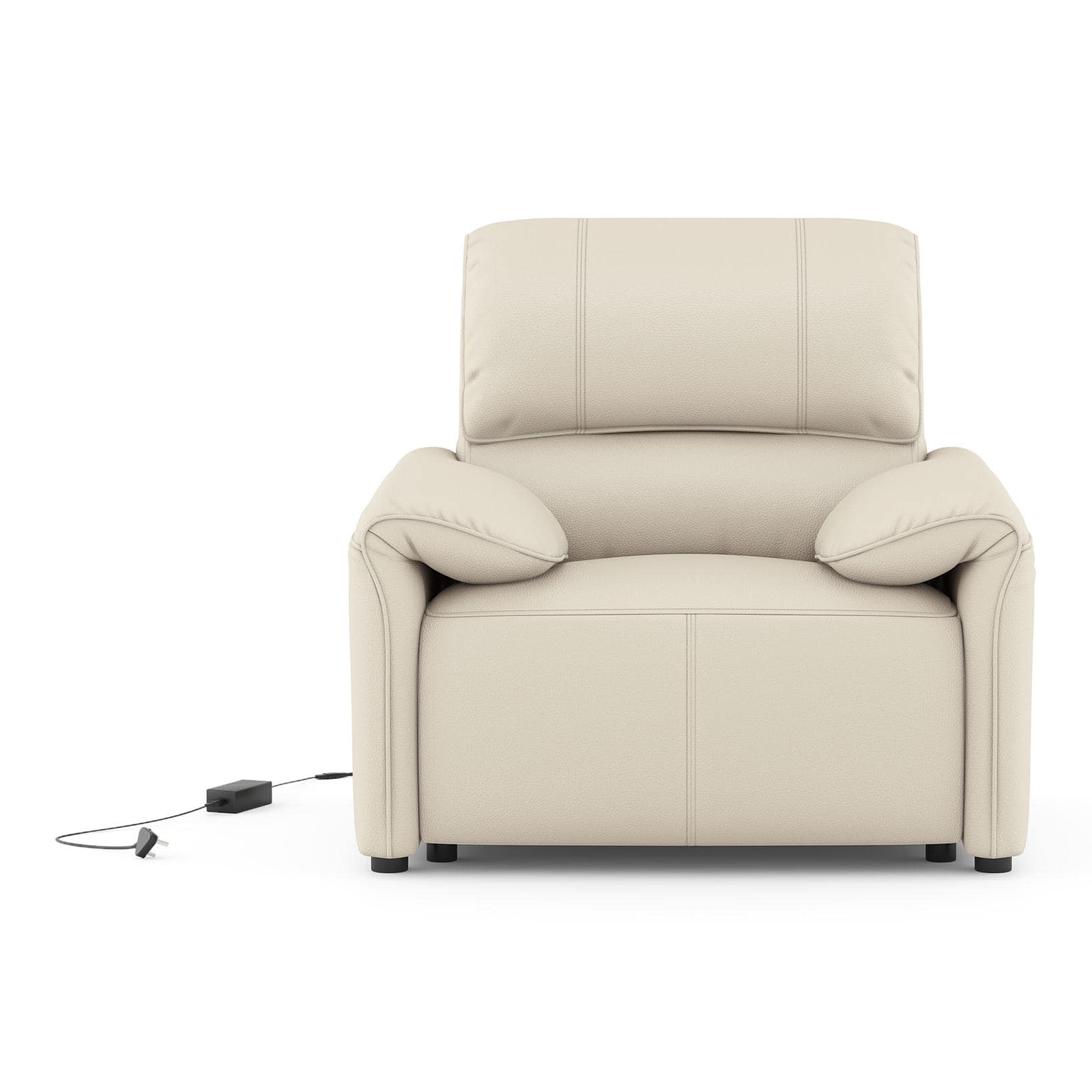 Leeroy One Seater Leather Recliner Sofa in Oyster White Colour