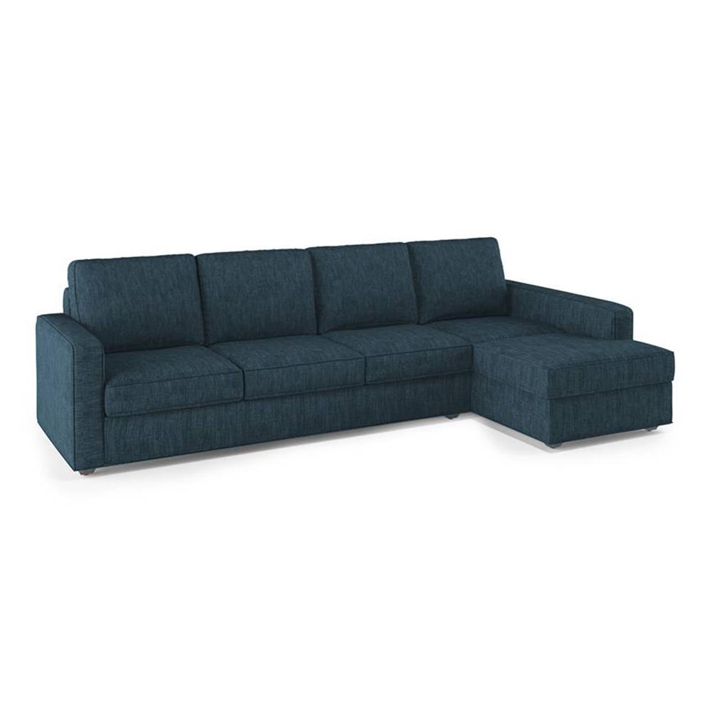 Apollo Sofa (Colour : Indigo Blue, Cushion : Hard, Back Type : Regular, Seating Capacity : Left Aligned 3 Seater + Left Aligned Chaise)