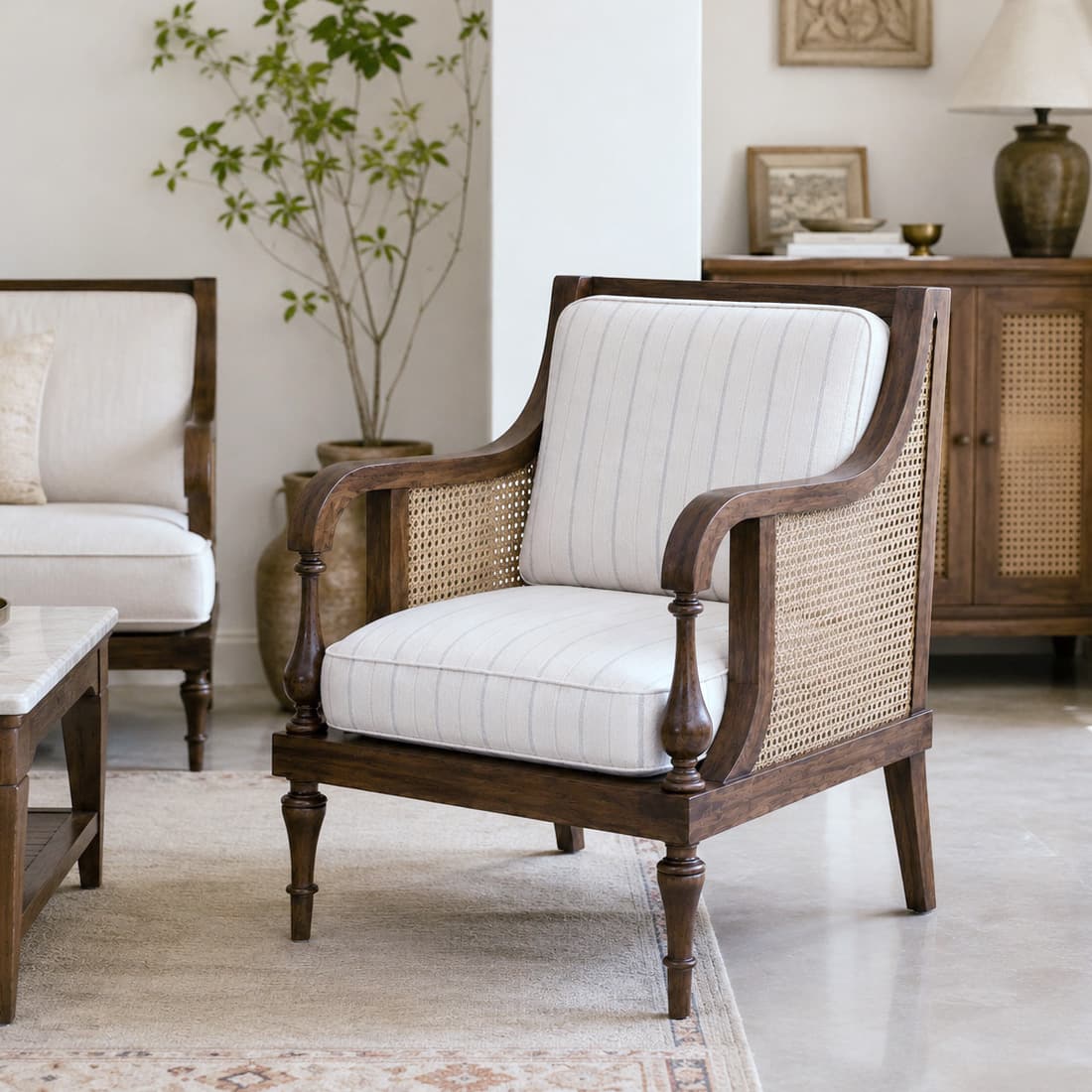 Upland Accent Sofa Chair in Walnut Finish - HomeDfy