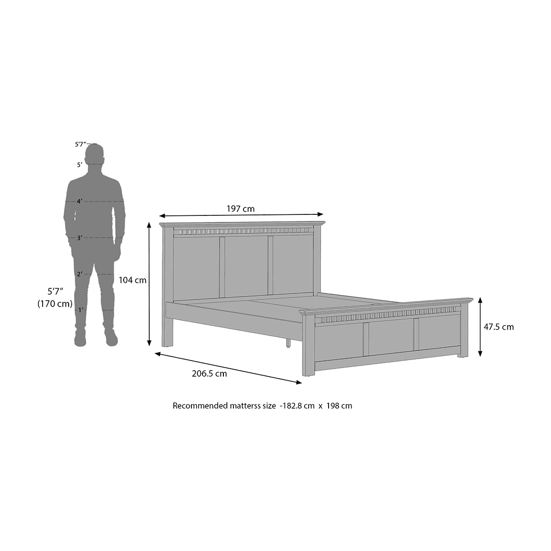 Fidora Solid Wood King Size Non Storage Bed In Teak Finish