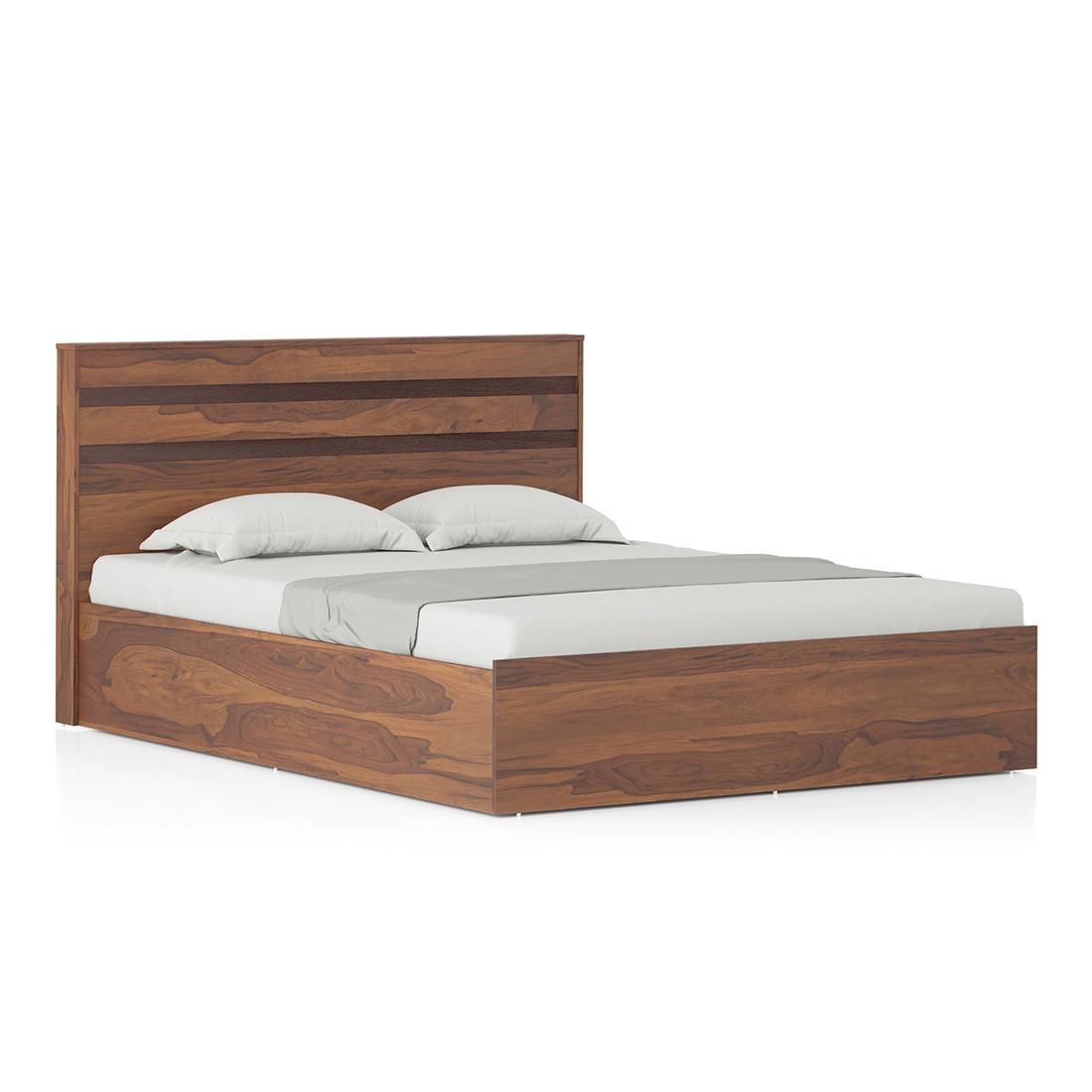 Rodrigues Queen Size Box Storage Bed In Sheesham Paper Finish