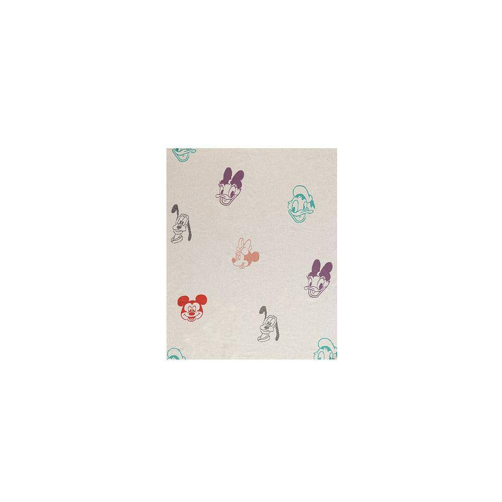 Mickey & Friends Faces - Disney Cotton Knitted Single Bed Ac Blanket For Kids to Use In All Seasons