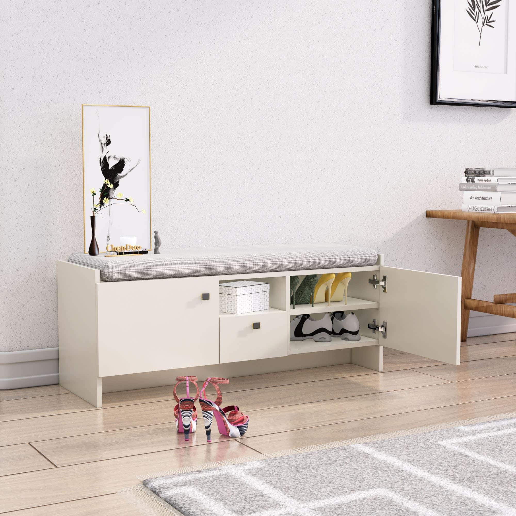 Hexa Red Engineered Wood Shoe Rack in Frosty White Colour - HexaRed
