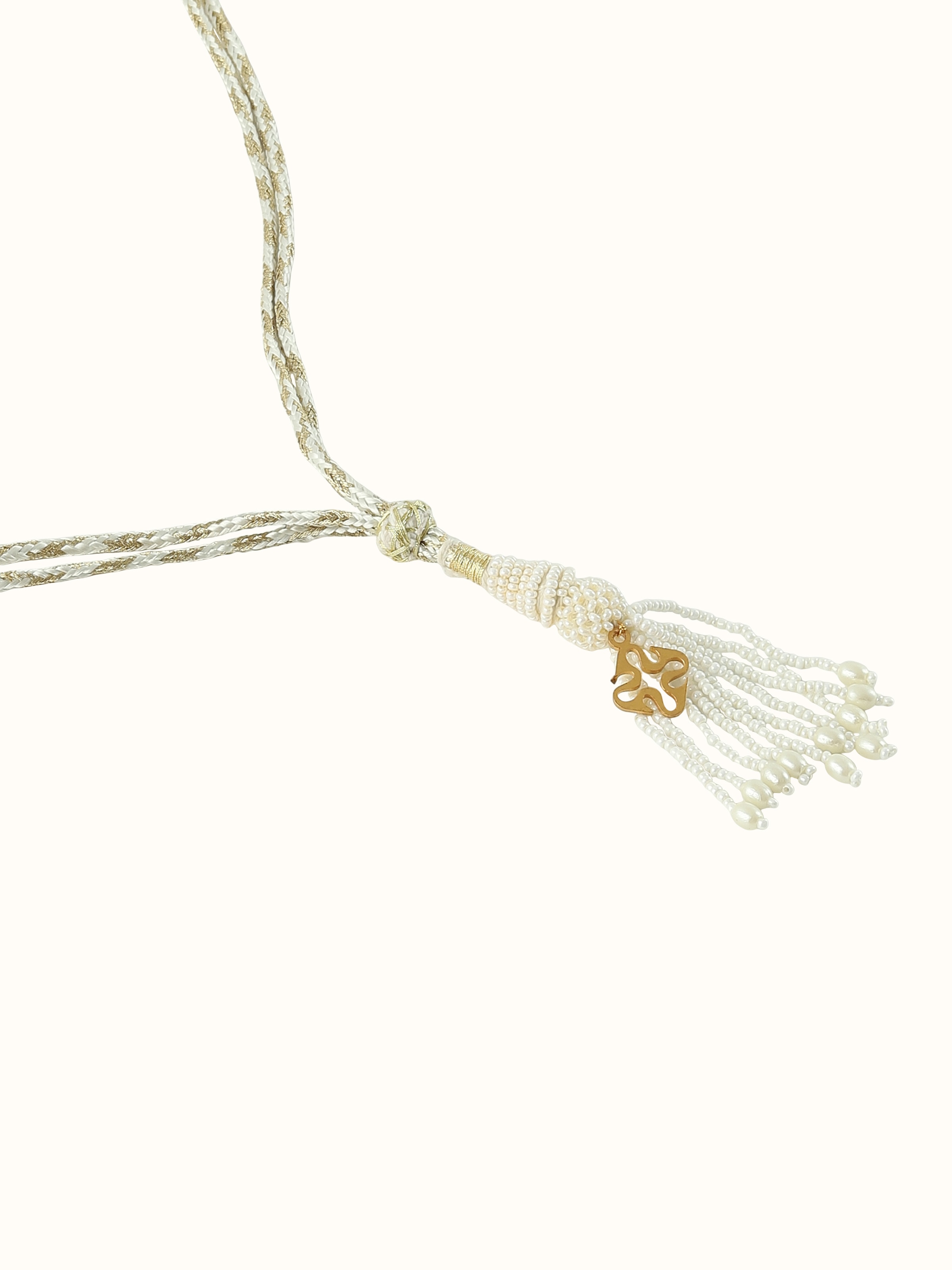 Another close-up detail highlighting the curved structure and traditional design of the choker.
