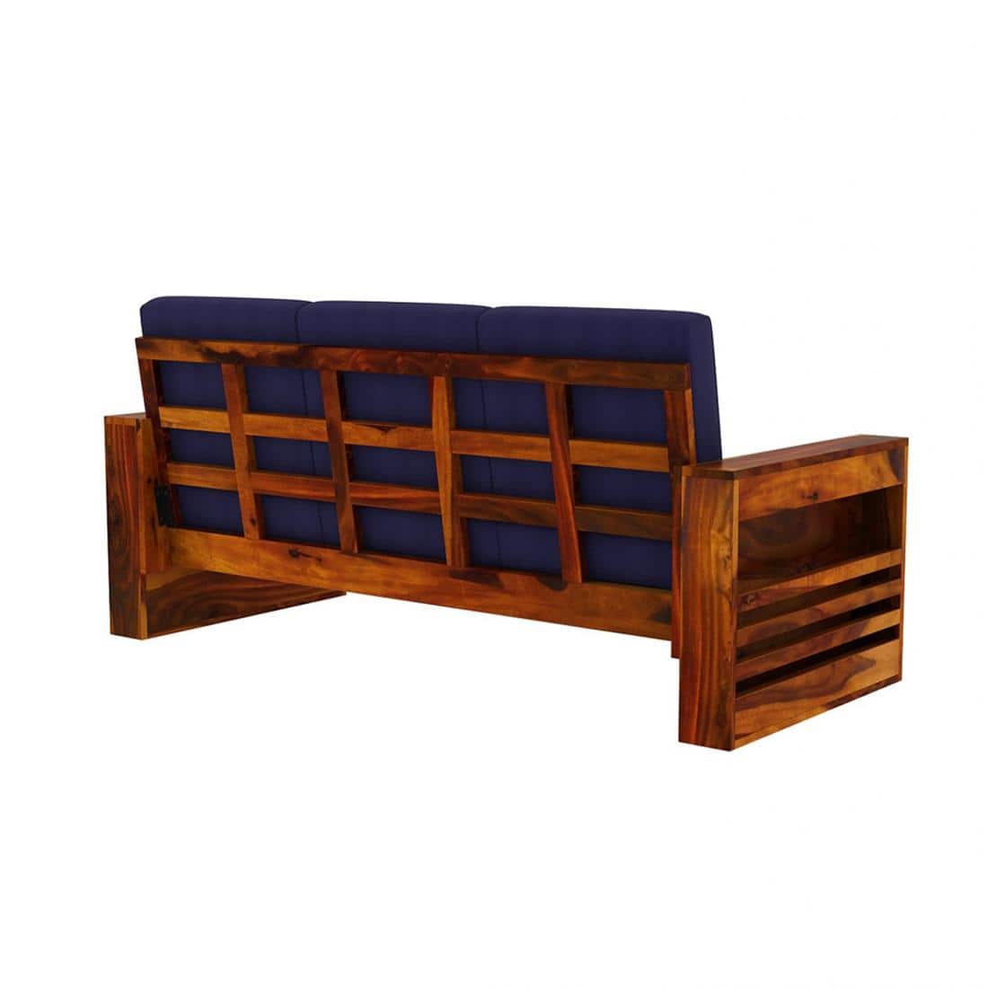 Maruti 3+2+1 Seater Wooden Sofa (BLUE Colour, Honey Finish)