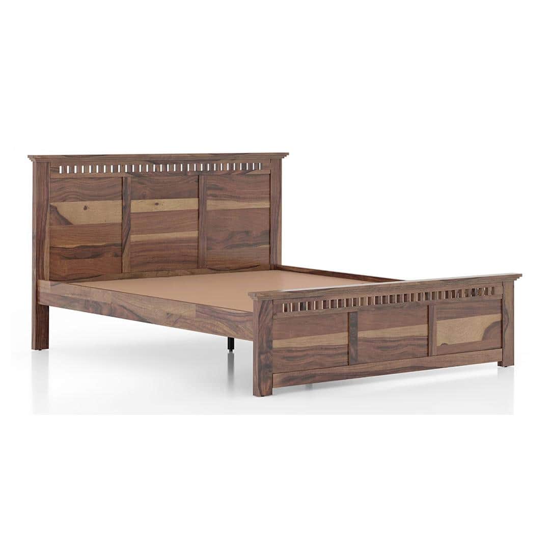 Fidora Solid Wood King Size Non Storage Bed In Teak Finish