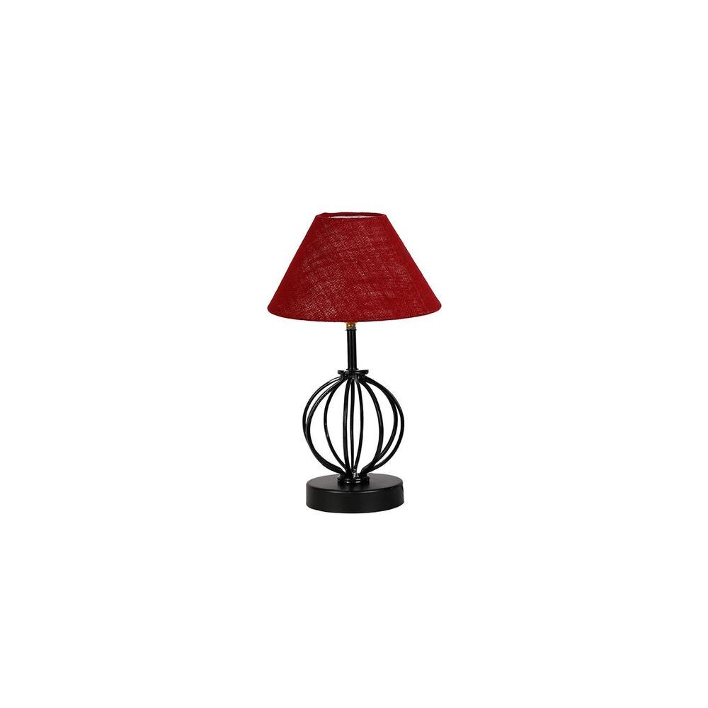 Harley Maroon Jute Table lamp with Iron Base