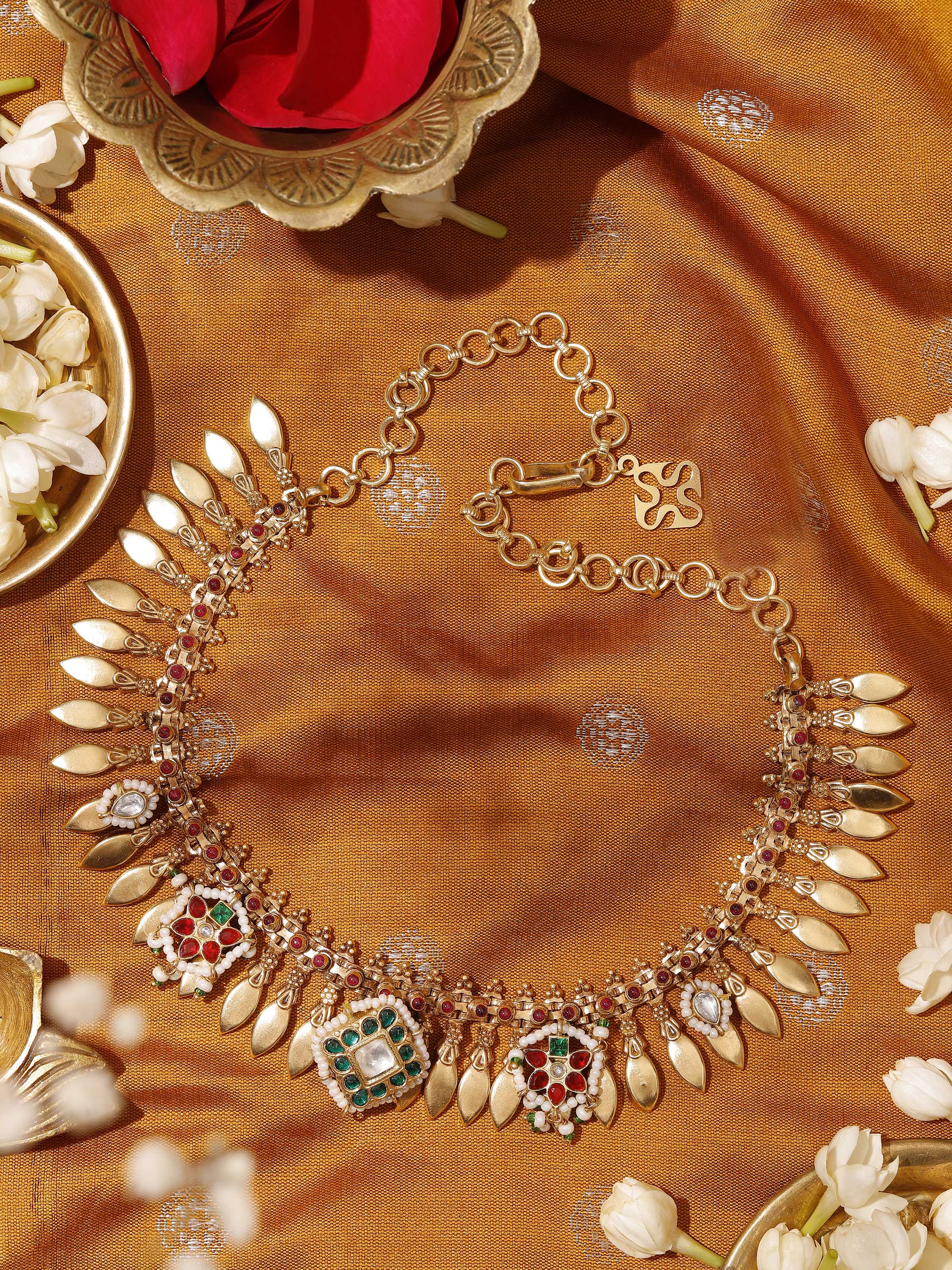 Front view of Silver Smithing collar necklace showcasing wide band with hammered texture