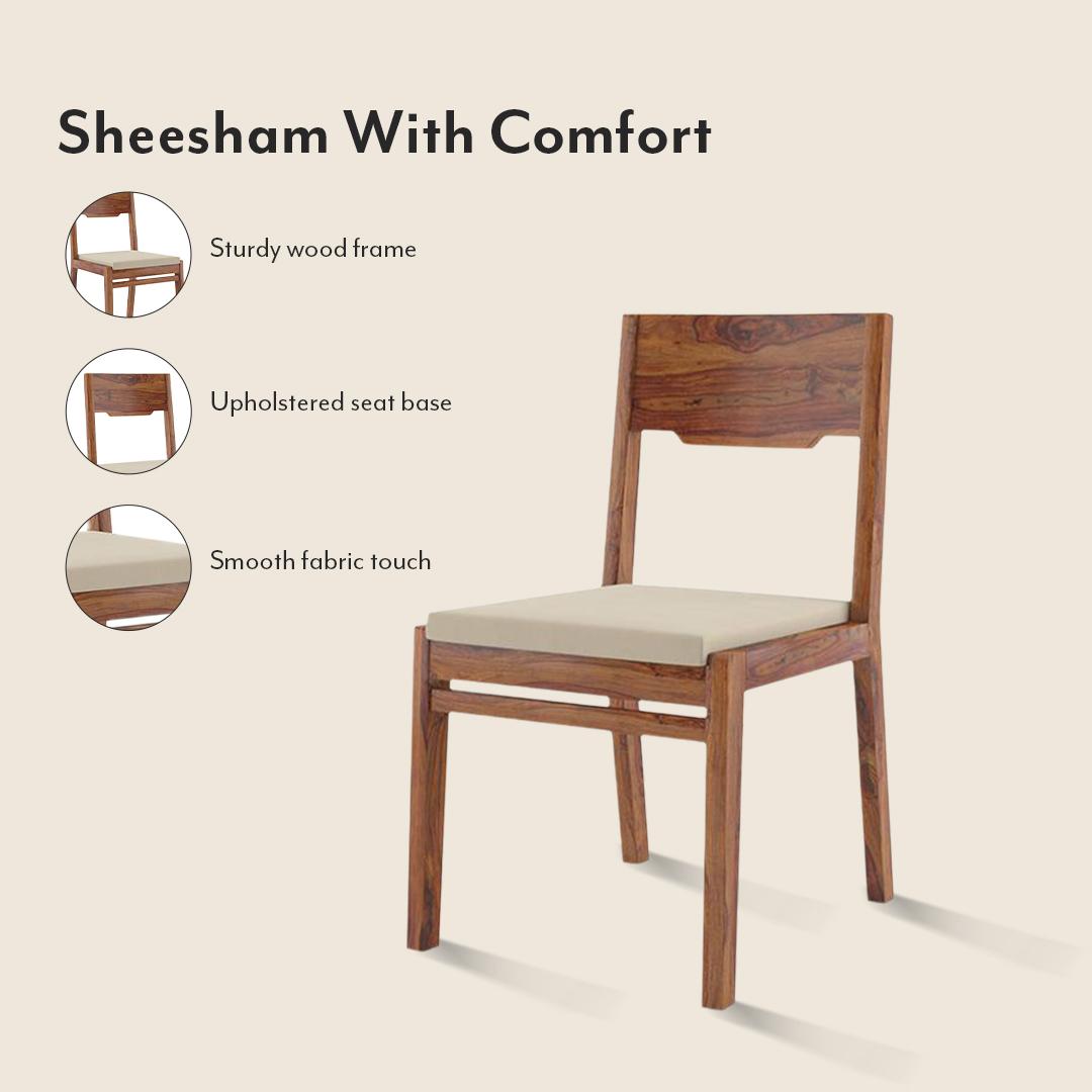 Catria - Kerry 4 Seater Dining Table Set (Colour- Wheat Brown , Finish- Teak)