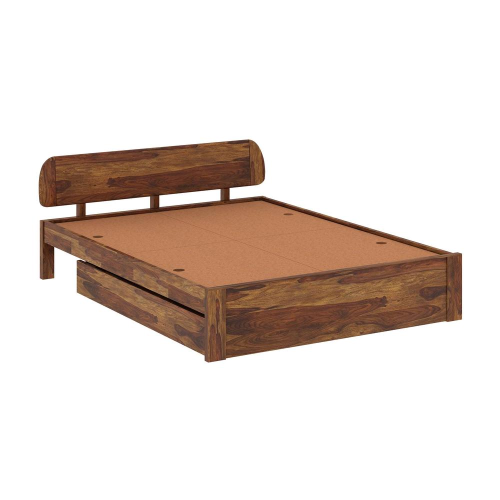 Sleigh Solid Wood Queen Size Storage Bed