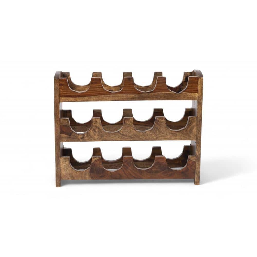 Kassel Sheesham Wood Wine Rack for 12 Bottles in Teak Finish