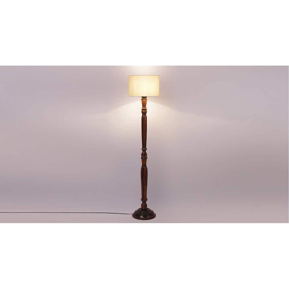 Brandy Brown Cotton Shade Floor Lamp