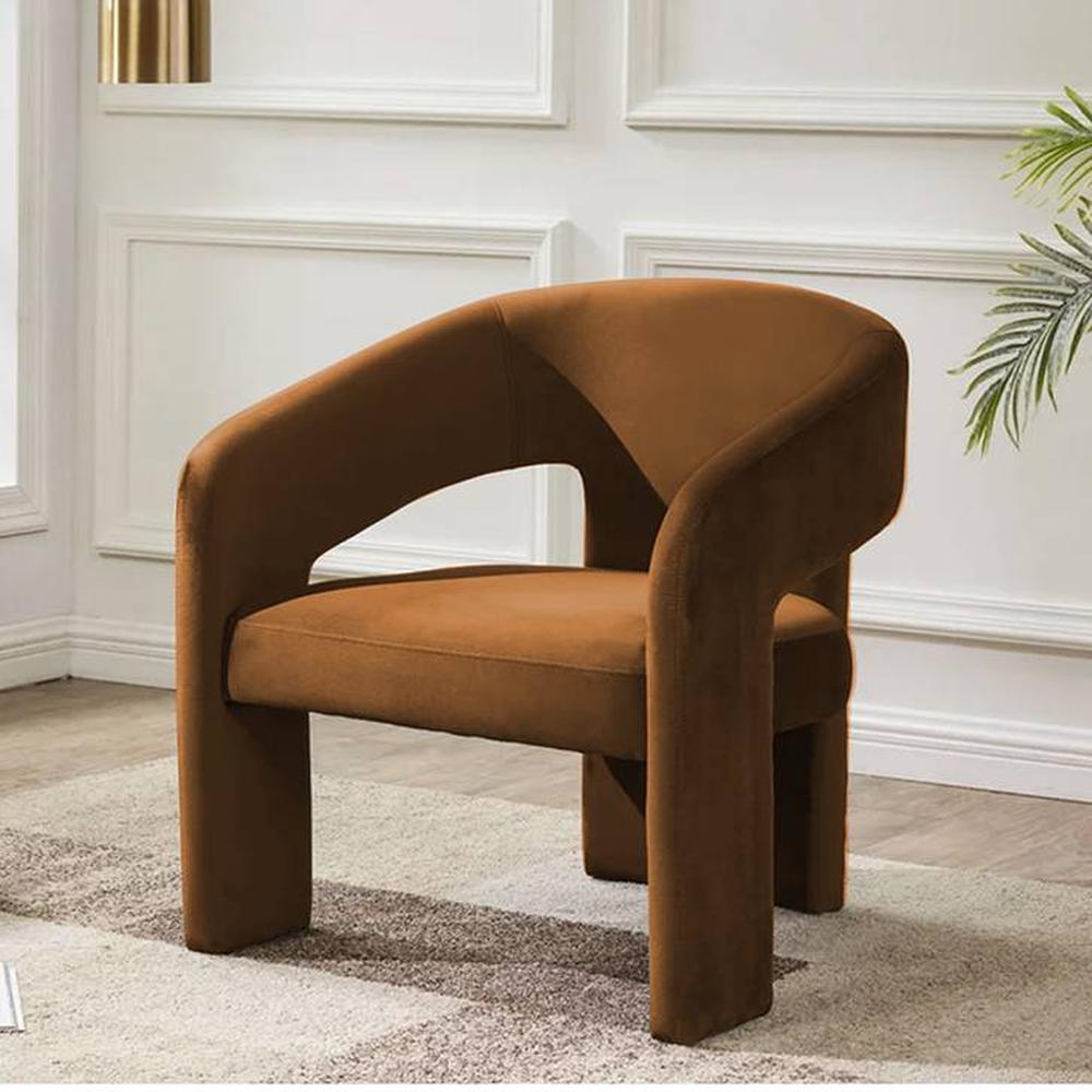 Ashley Velvet Accent Chair in Brown Colour