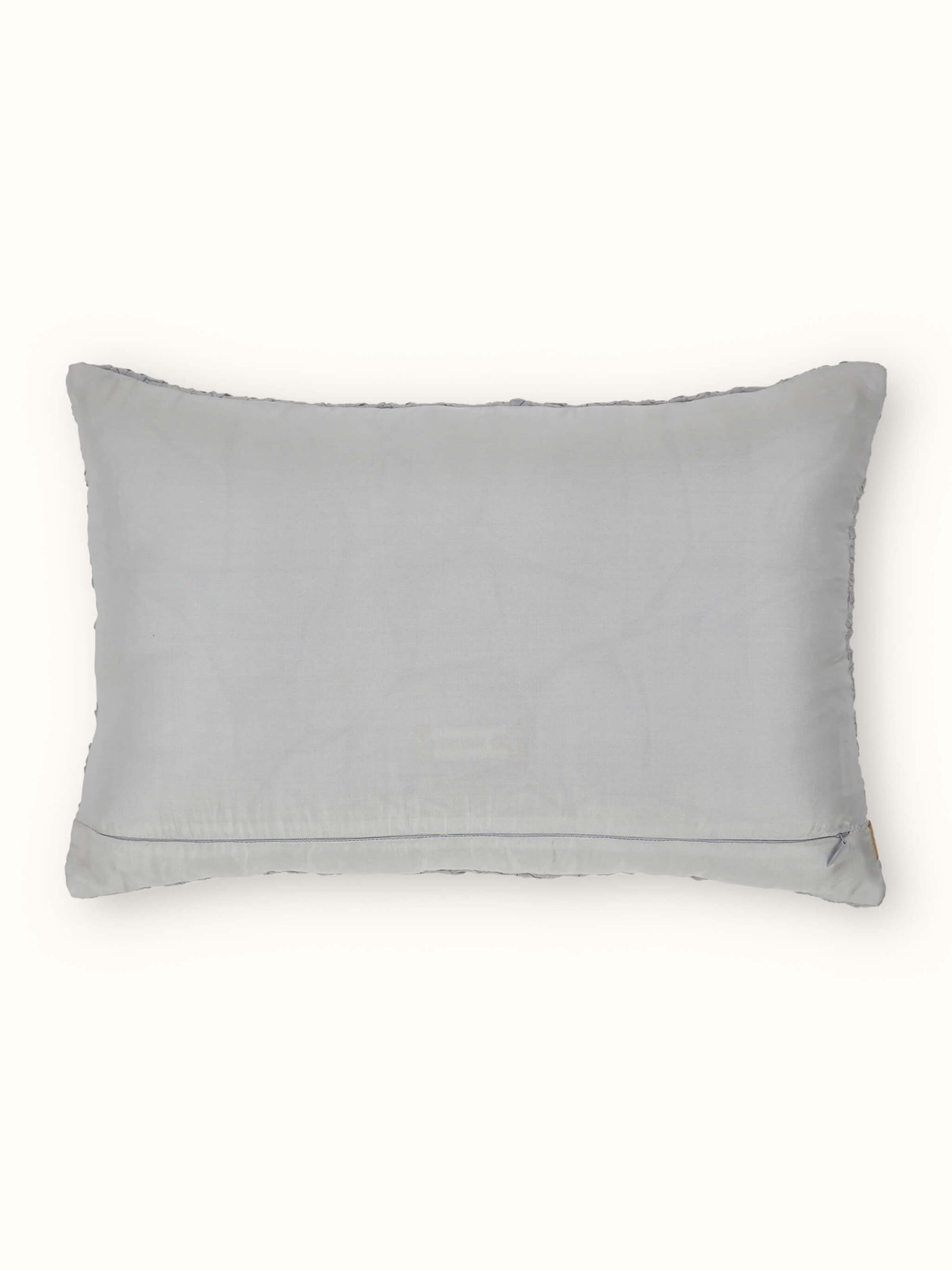 Svarupa Light Grey Textured Silk Bandhani Tie & Dye Cushion Cover
