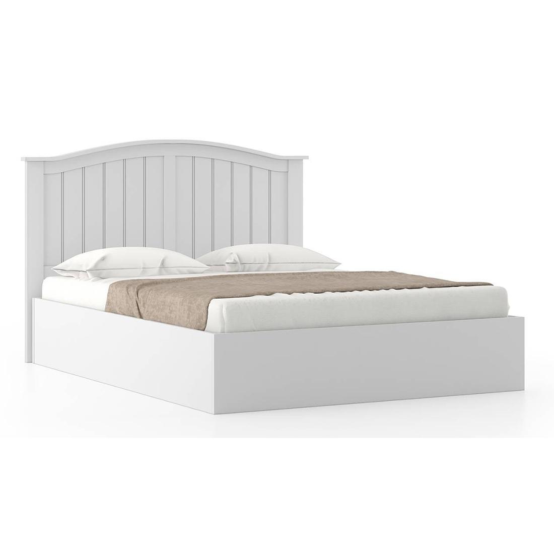 Wichita Solid Wood King Size Box Storage Bed In White Finish