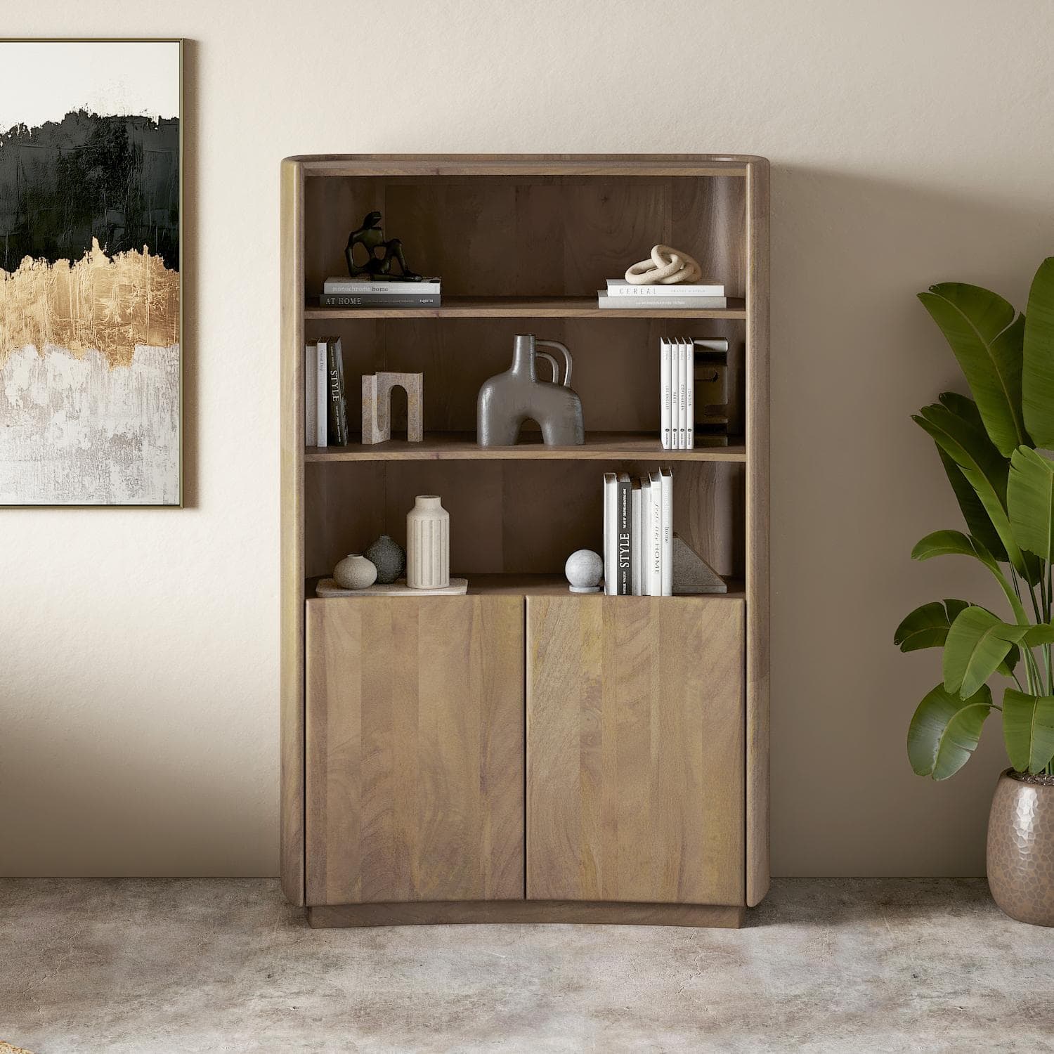Torin Solid Wood Bookshelf In Golden Ash Finish