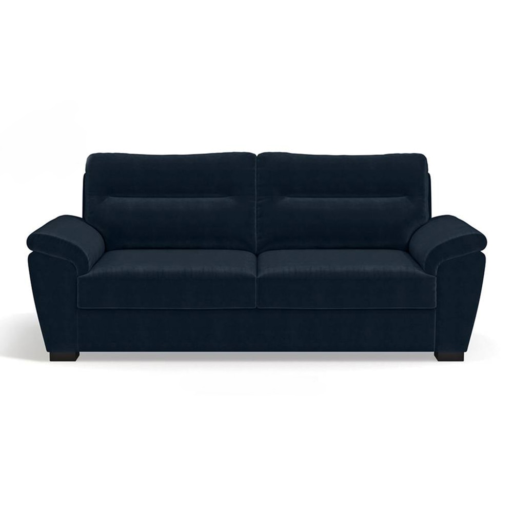 Adelaide Luxe 3 Seater Fabric Sofa in Sea Port Blue Velvet Colour - Urban Ladder