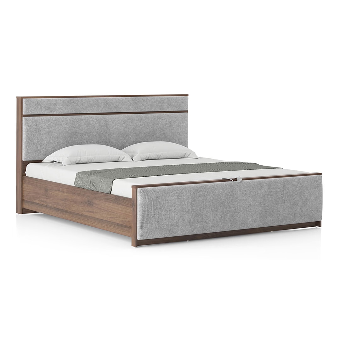 Rio Engineered Wood Queen Size Hydraulic Storage Bed In Granite Weave