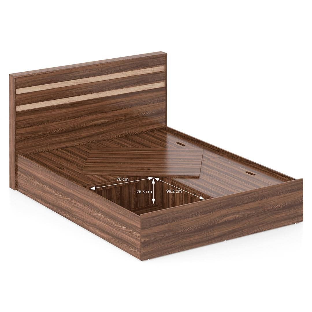 Rodrigues Queen Box Storage Bed in Rolex Brown Finish