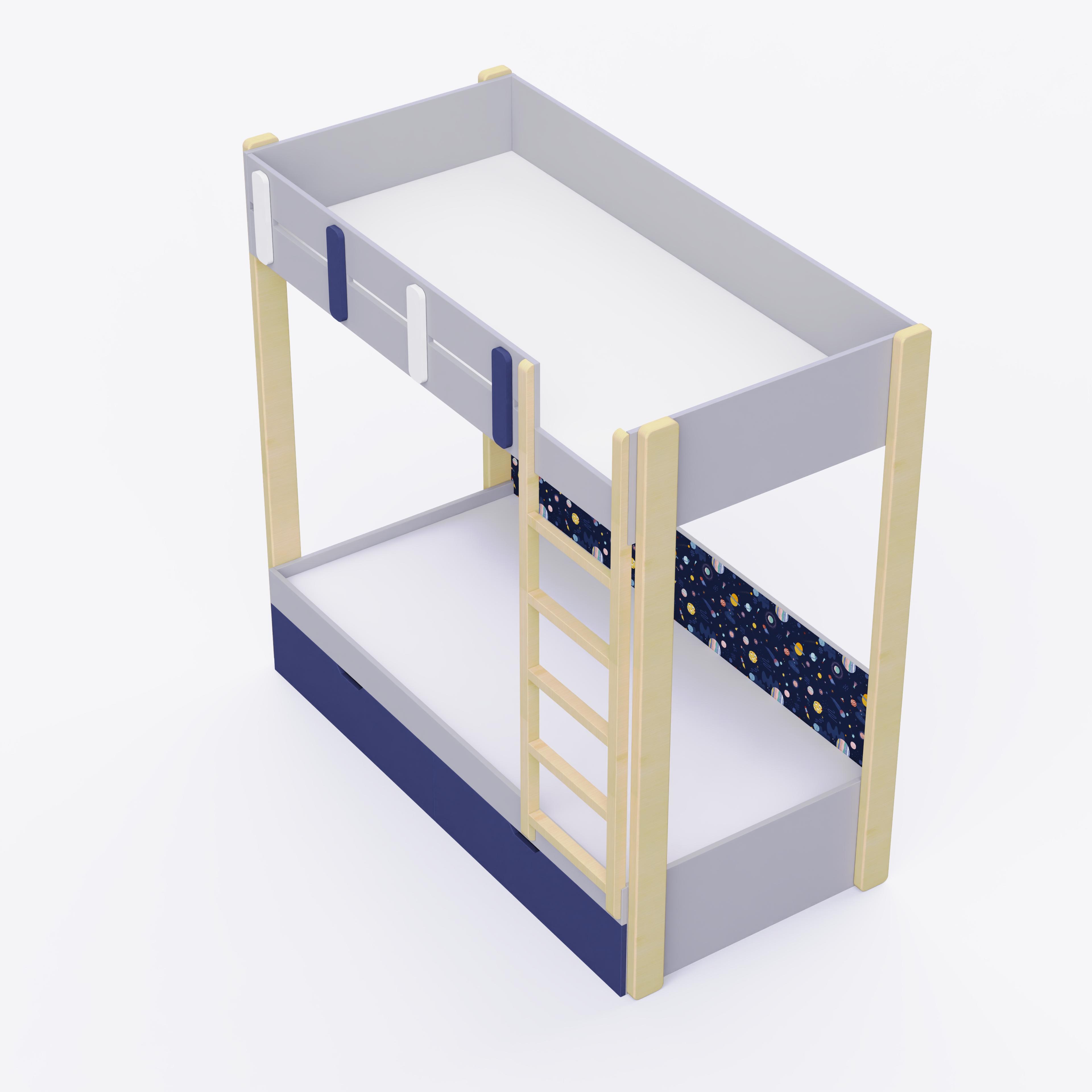 Pine Tree Single Size Bunk Bed In Silver Grey Colour
