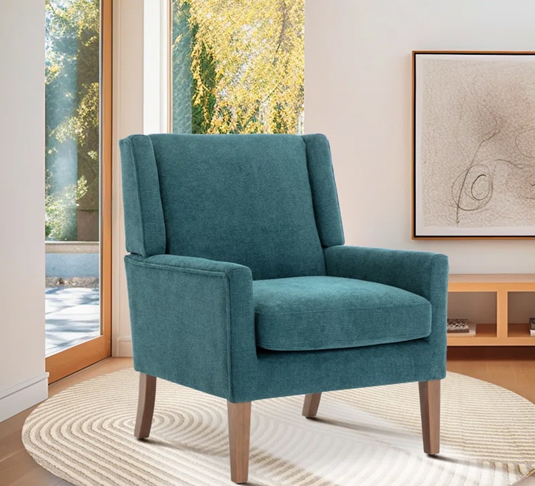 Leston Upholstered Fabric Arm Chair- Teal