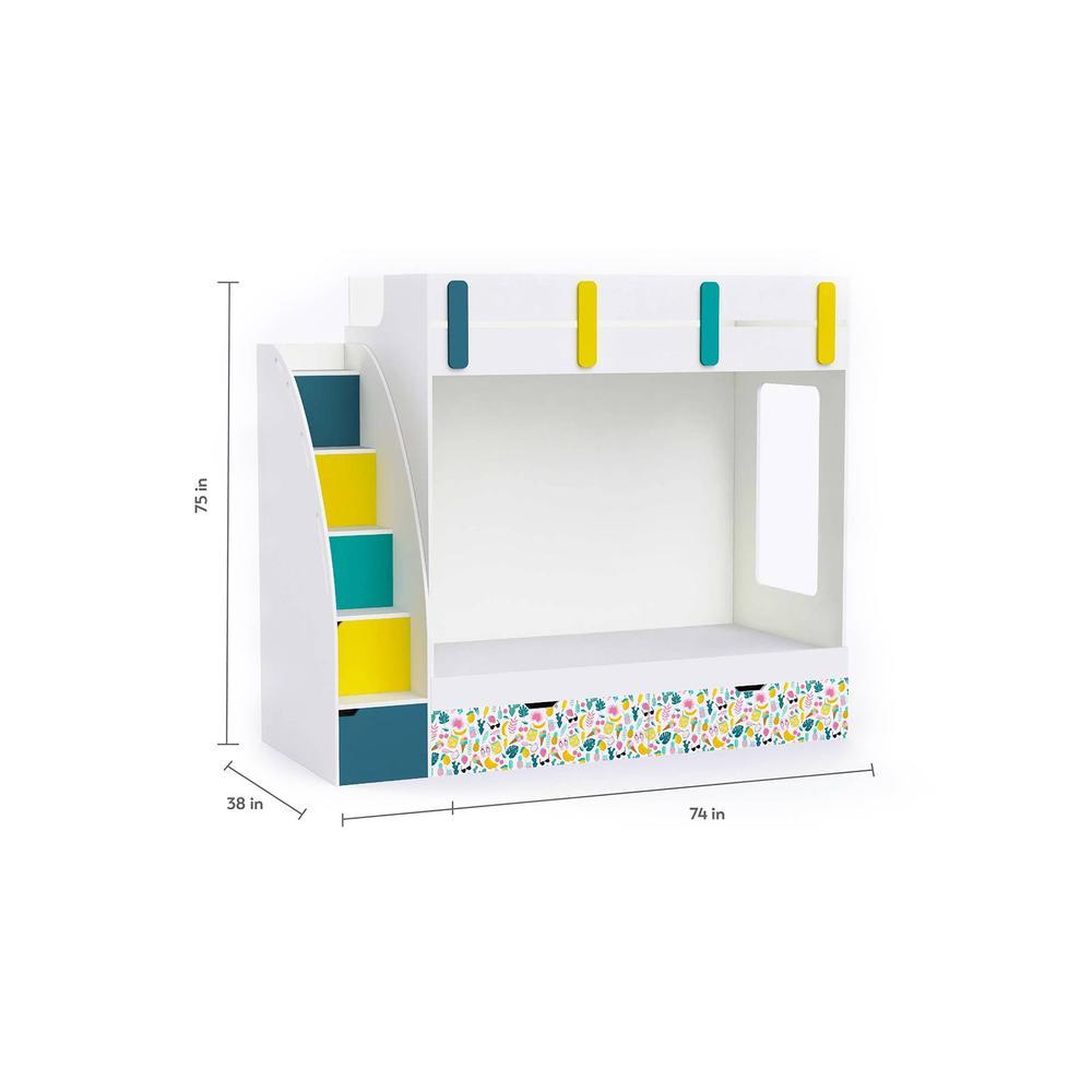 Pinwheels Bunk Bed with Storage in Oak Colour BKBB046