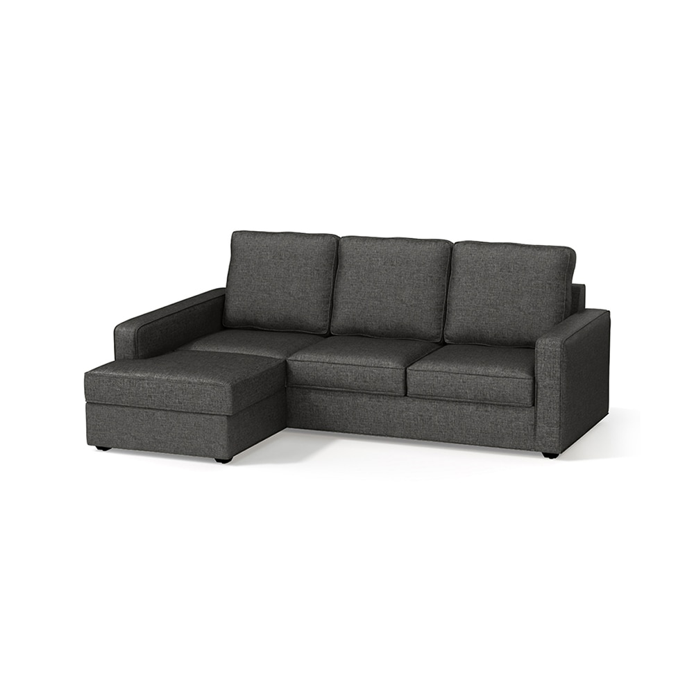 Apollo Compact Sofa (Colour : Steel, Cushion : Soft, Back Type : High Back, Seating Capacity : Left Aligned 2 Seater + Left Aligned Chaise + Ottoman)