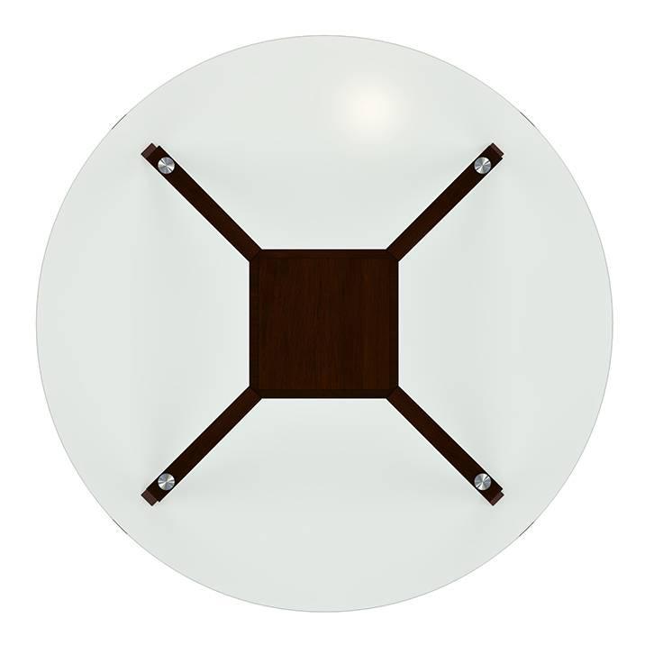 Wesley Glass 4 Seater Dining Table In Dark Walnut Finish