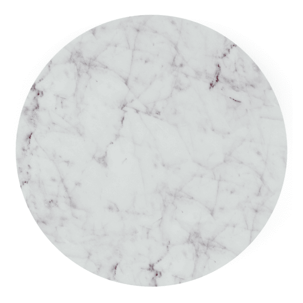 Aurora Round White Marble And Solid Wood Coffee Table In Java Walnut Finish