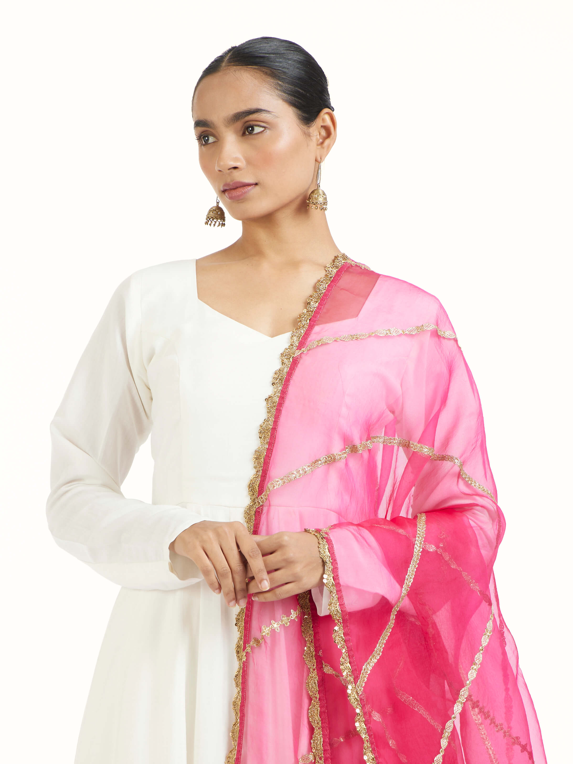 Pink Hand Embroidered Dupatta