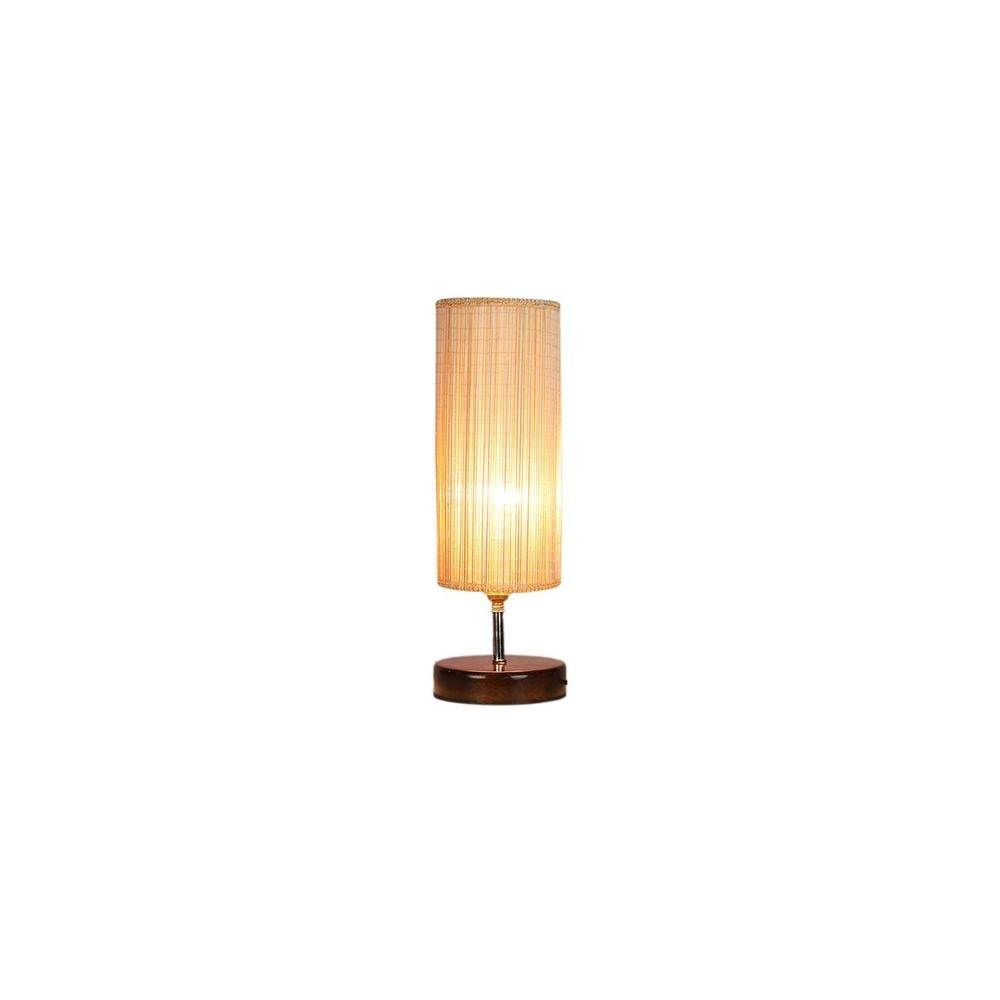 Koko Round Bamboo table lamp with brown wood base