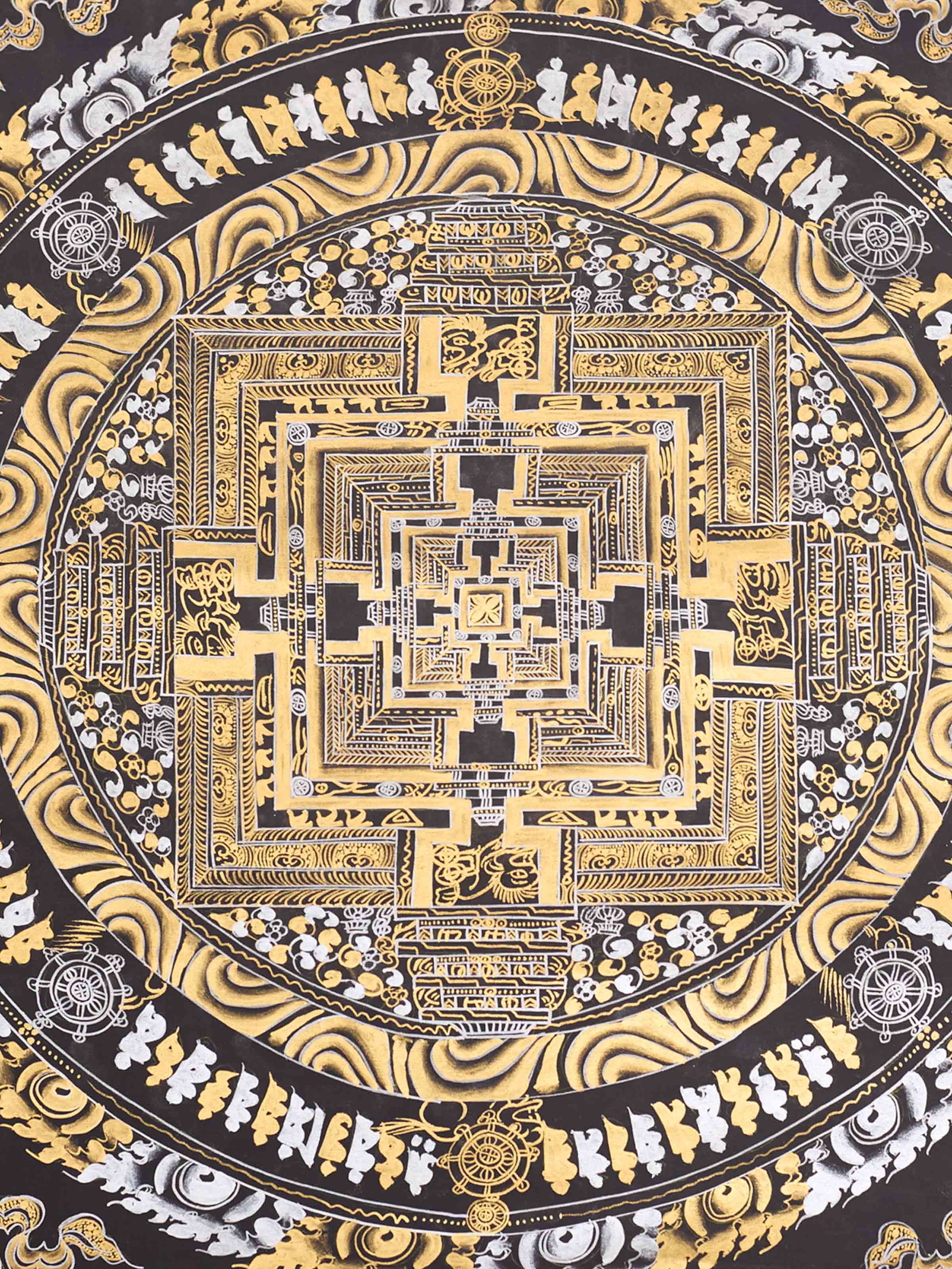 Kalchakra Gold Silver Thangka Painting