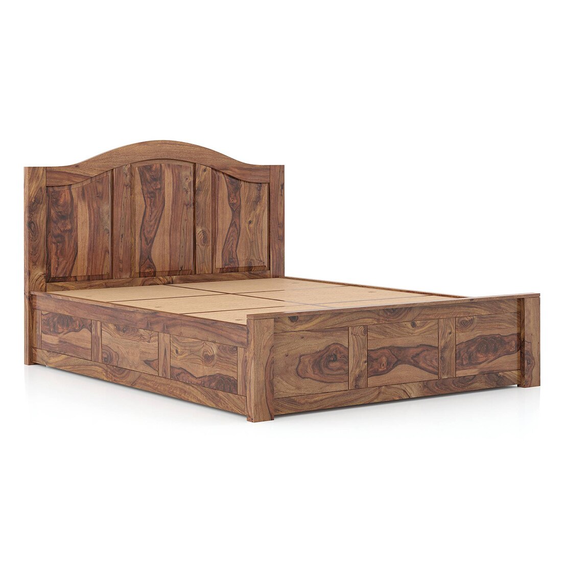 Ballito Solid Wood Queen Size Box Storage Bed In Teak Finish
